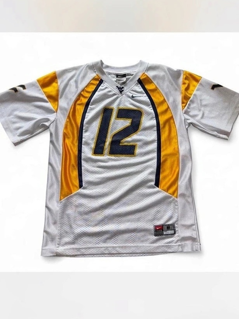 Nike West Virginia Mountaineers Youth Football Jersey Boys M White & Yellow